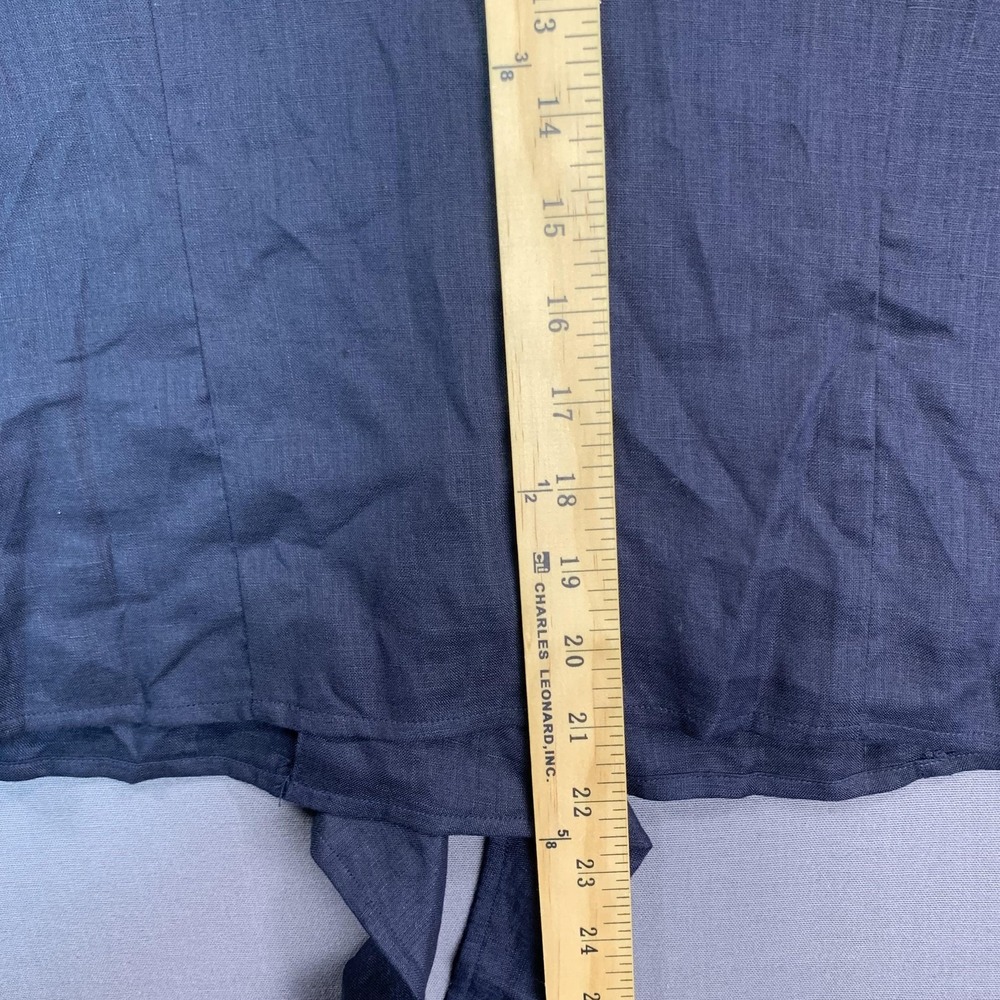 NEW Blunauta Shirt Womens 48 Black & Navy Linen Sleeveless Button Front Tie Hem - Picture 8 of 15